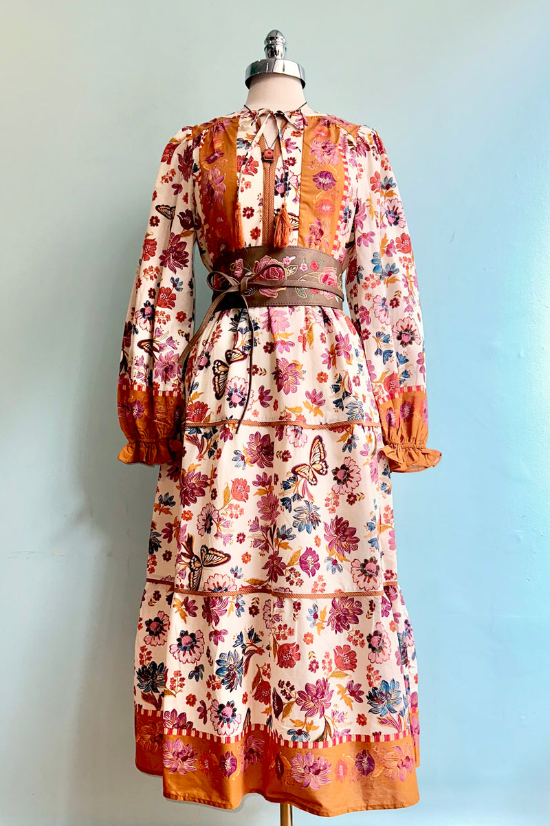 Floral Border Print Midi Dress