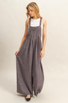 Charcoal Pinstripe Loose Wide Leg Jumpsuit