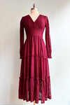 Rhea Burgundy Lace Midi Dress by Hell Bunny
