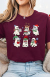 Holiday Ghosts Reading T-Shirt in Burgundy