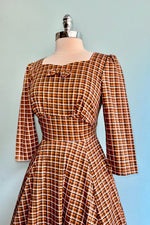 Rust Check Daniella Dress by Hearts & Roses London