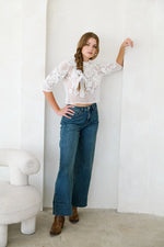 Cuffed Wide Leg Tummy Control High Rise Jeans by Artemis Vintage