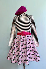 Pink Conversation Hearts and Black Cats Skater Skirt by Retrolicious