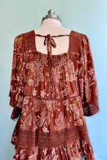 Lace Trim Tiered Top in Rust by Angie