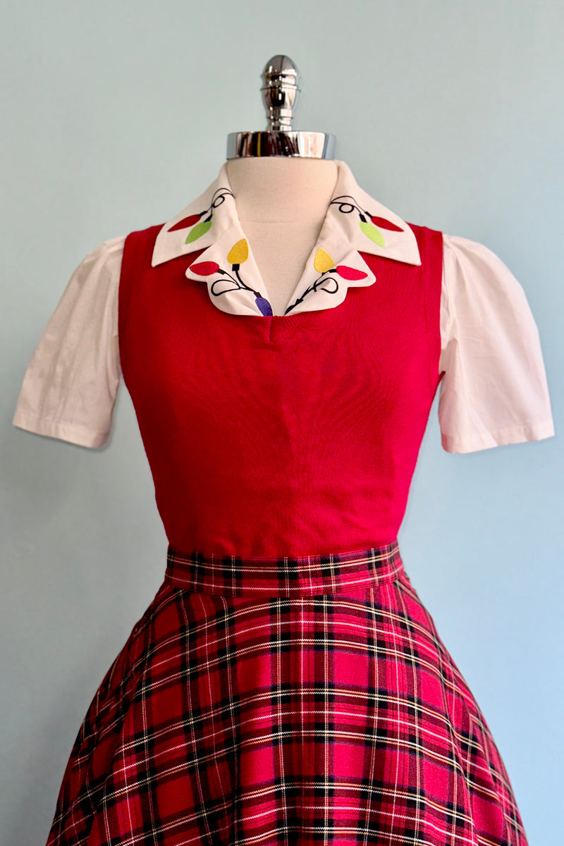 Red Plaid Irvine Circle Skirt by Hell Bunny