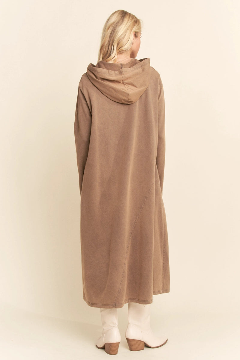 Mocha Hoodie Printed Midi Dress