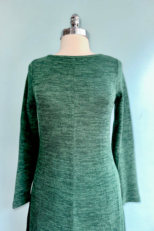 Green Ribbed Knit Midi Dress by Compania Fantastica