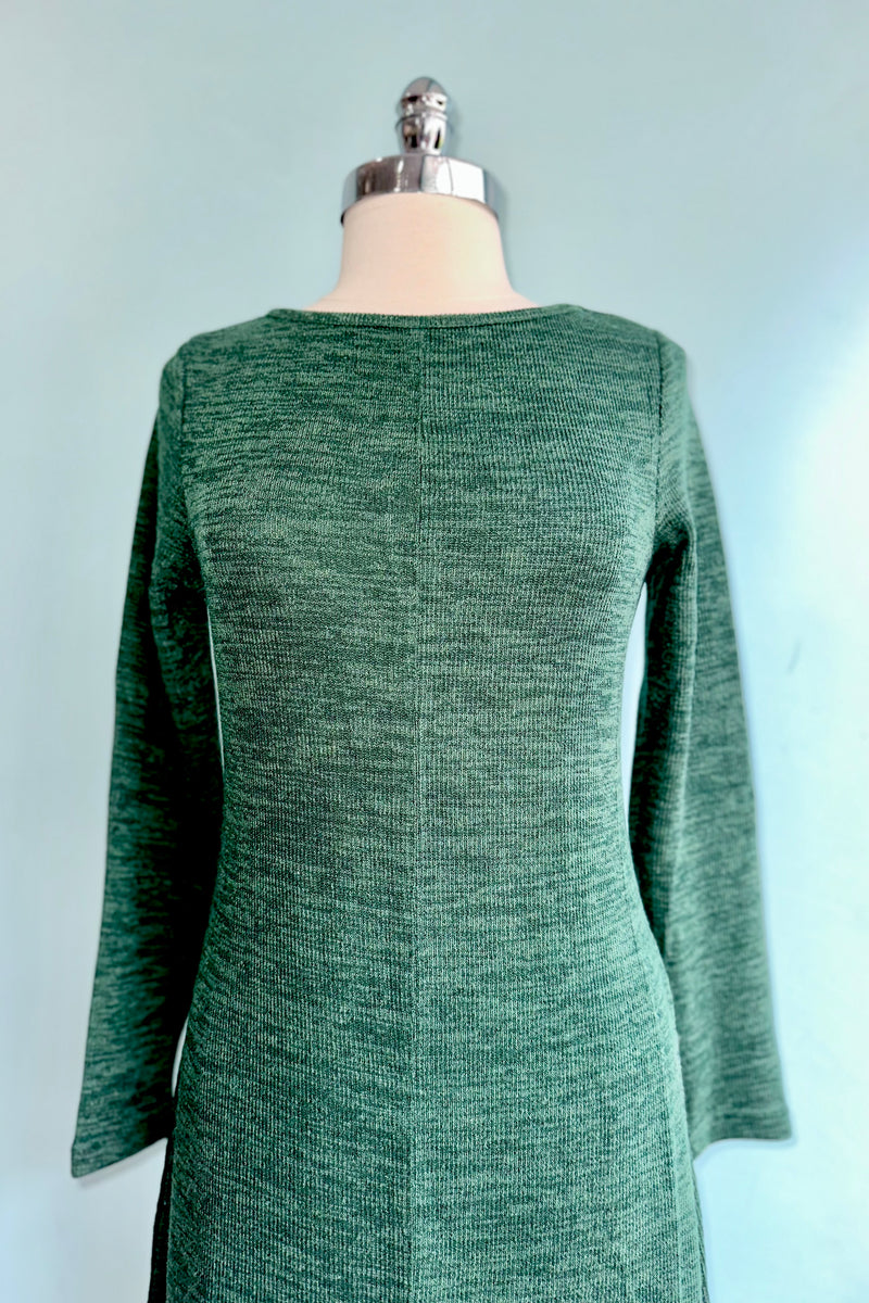 Green Ribbed Knit Midi Dress by Compania Fantastica