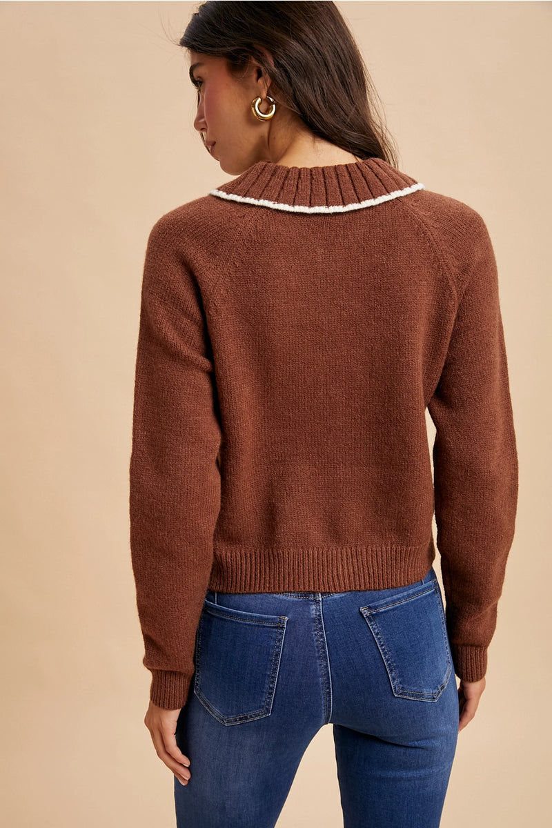 Bunny Cardigan Sweater in Chestnut