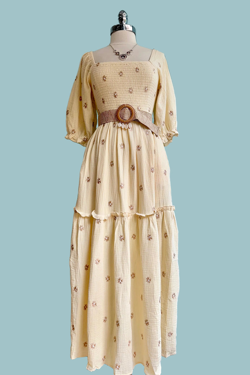Ivory Embroidered Maxi Dress – Modern Millie
