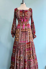 Patchwork Maxi Dress in Fuchsia by Molly Bracken