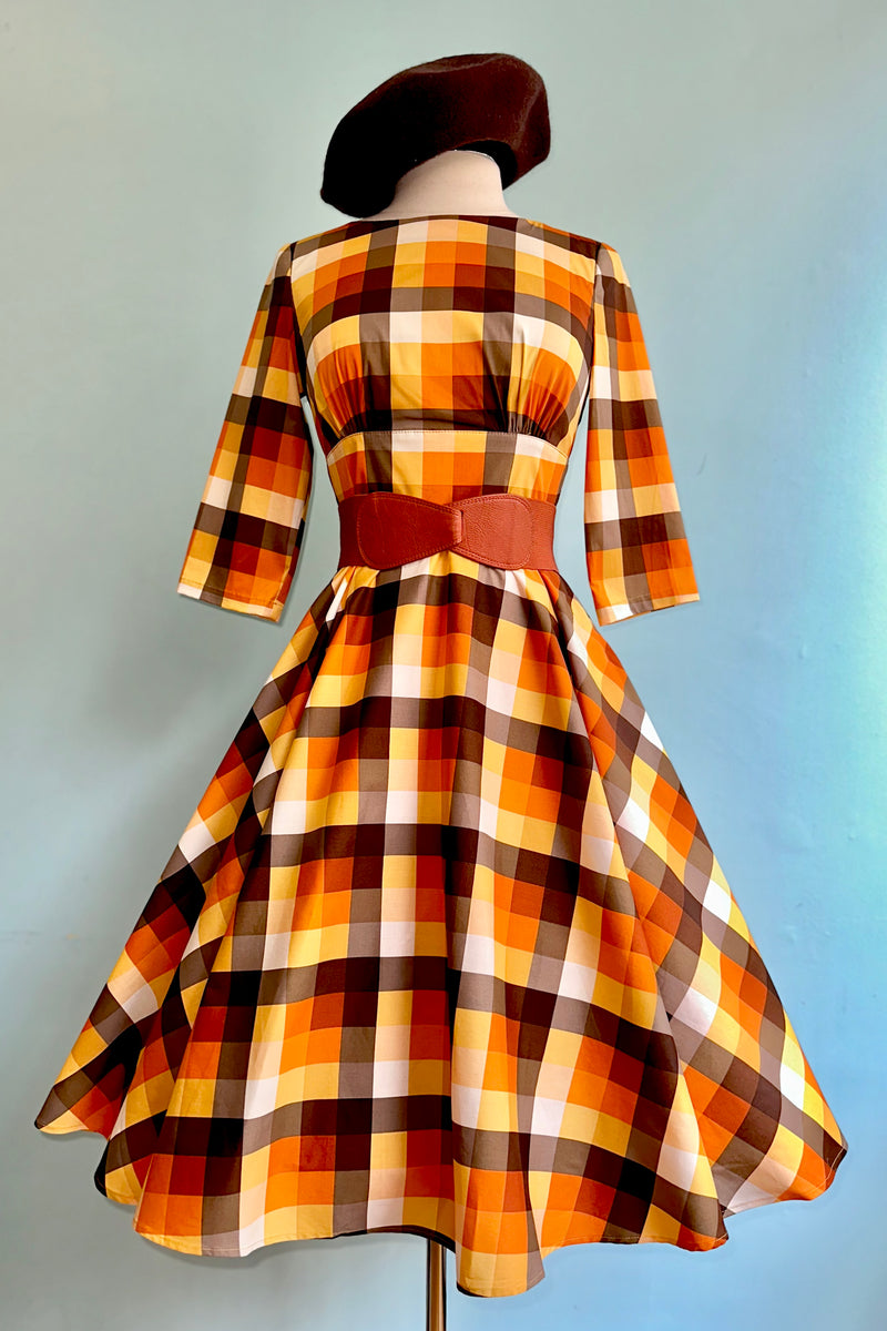 Darlene Orange Plaid Dress by Hell Bunny Modern Millie Darlene Orange Plaid Dress by Hell Bunny Modern Millie
