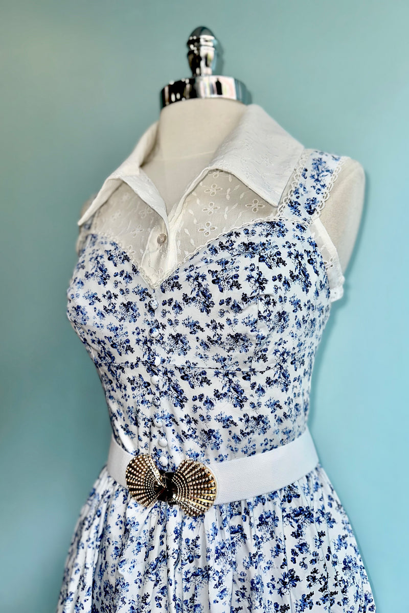 Blue Floral Bryson Midi Dress by Timeless London X-Large Blue Floral Bryson Midi Dress by Timeless London X-Large