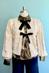 Ivory Bow Front Cable Knit Cardigan