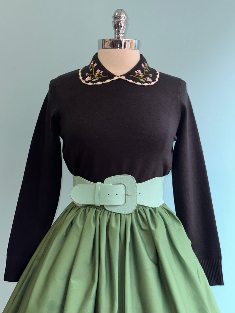 Black Embroidered Collar Sweater by Timeless London