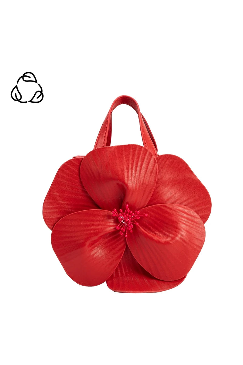 Monroe Red Flower Recycled Vegan Top Handle Bag by Melie Bianco