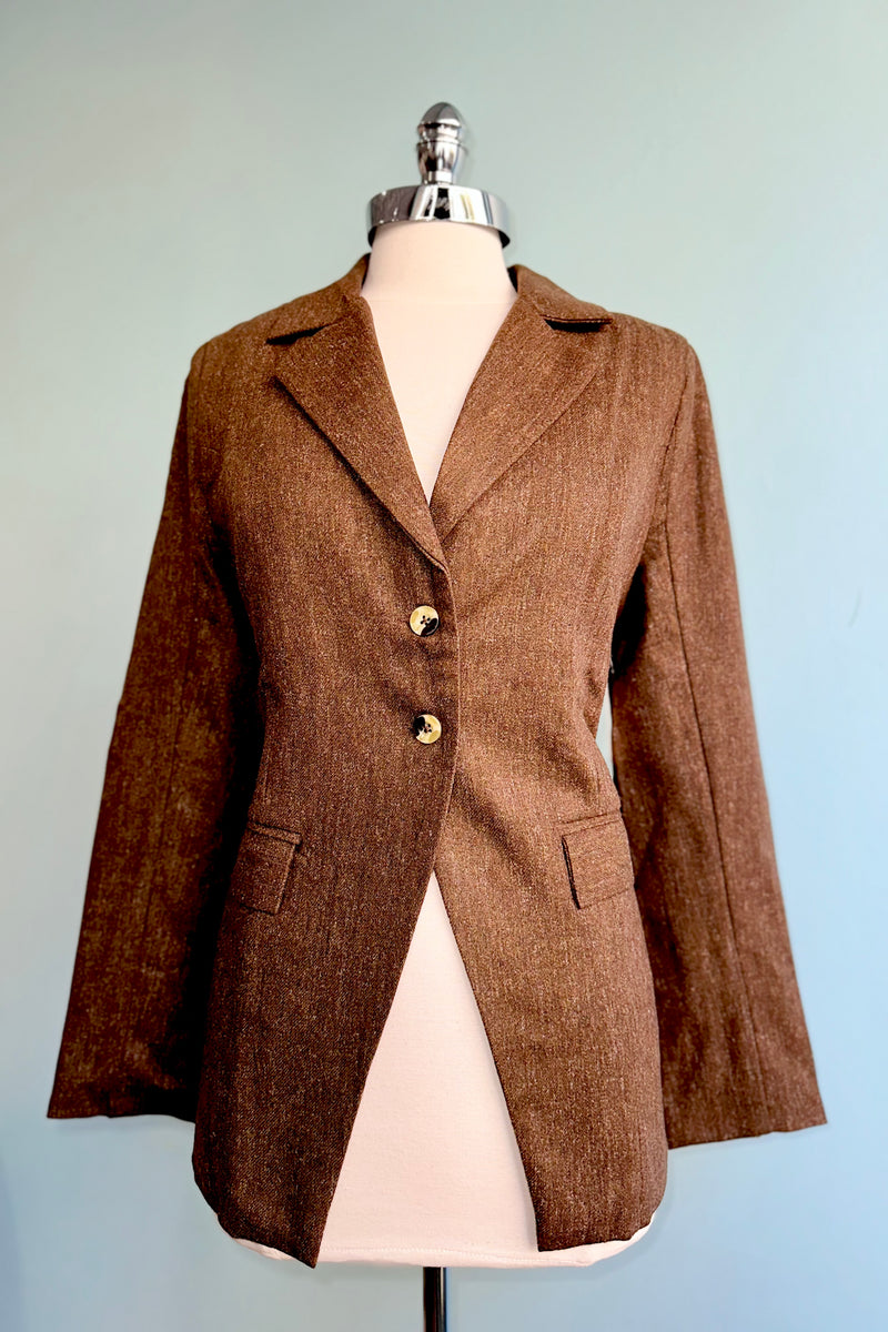 Chocolate Wool Aarna Blazer by Timeless London