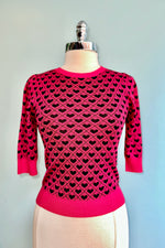 Heart Pullover Sweater in Raspberry Red by Voodoo Vixen