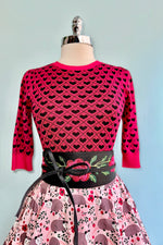 Heart Pullover Sweater in Raspberry Red by Voodoo Vixen