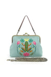 Frog and Lily Pod Kiss Lock Bag