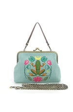 Frog and Lily Pod Kiss Lock Bag