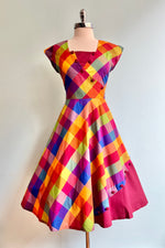 Cotton Madras Rainbow Cap Sleeve Dress