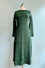 Green Ribbed Knit Midi Dress by Compania Fantastica