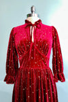 Red Galactica Velvet Midi Dress by Hell Bunny