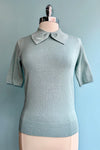 Light Blue Bow Collared Short Sleeve Sweater by Banned