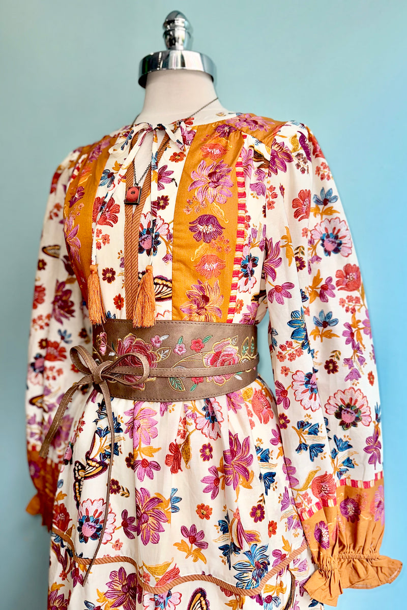 Floral Border Print Midi Dress