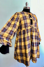 Mustard Plaid Flannel Mini Dress