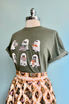 Ghosts Reading Books T-Shirt in Green