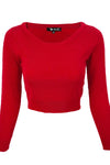 Red Cropped Knit Pullover Sweater