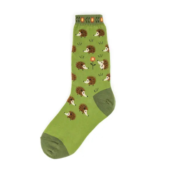 Hedgehog Women's Ankle Socks in Green by Foot Traffic
