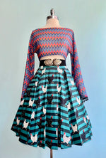 Teal Striped Chicken Full Skirt by Eva Rose