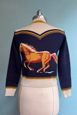 Navy Jacquard Horse Vera Cardigan by Palava