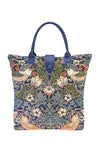 William Morris Strawberry Thief Blue Folding Tapestry Tote Bag