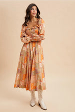 Smocked Ruffled Patchwork Maxi Dress