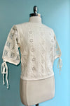 Ivory Eyelet and Embroidered Sweater
