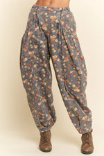 Denim Flower Jogger Pants