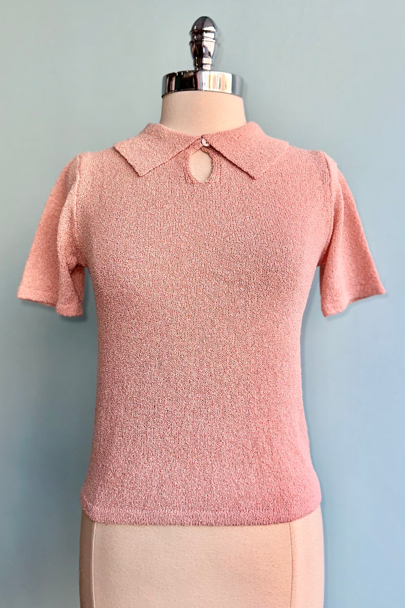 Pink Short Sleeve Polo Sweater by Compania Fantastica