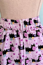 Pink Conversation Hearts and Black Cats Skater Skirt by Retrolicious