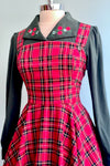 Red Plaid Irvine Pinafore Dress by Hell Bunny