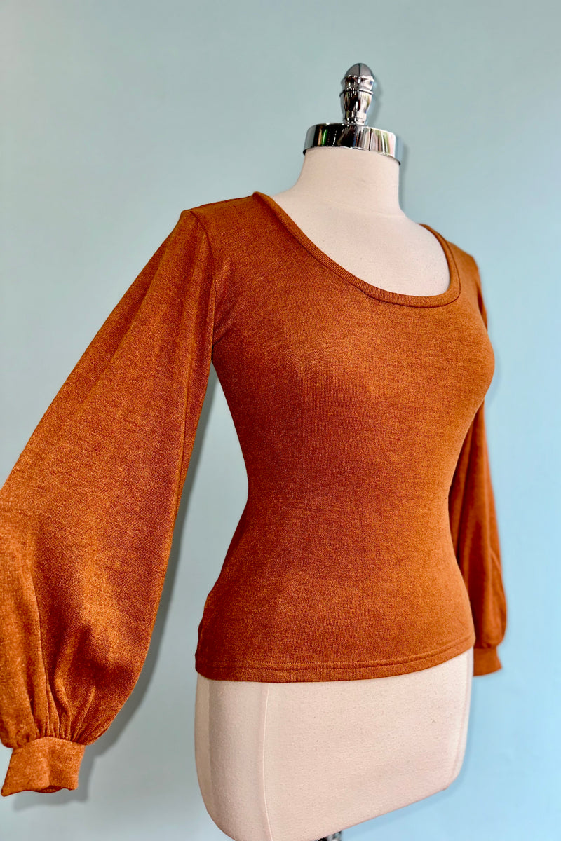 Rust Bishop Sleeve Grace Top by Heart of Haute