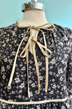 Black Floral Long Sleeve Mini Dress
