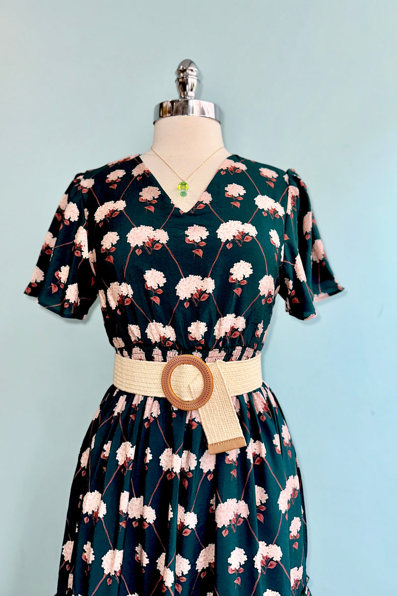 hydrangea floral maxi dress Elegant Long Maxi Evening Dress In Floral Print