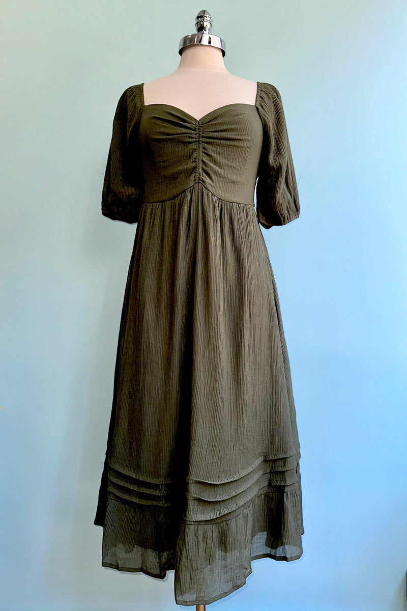 Olive Green Bronte Midi Dress
