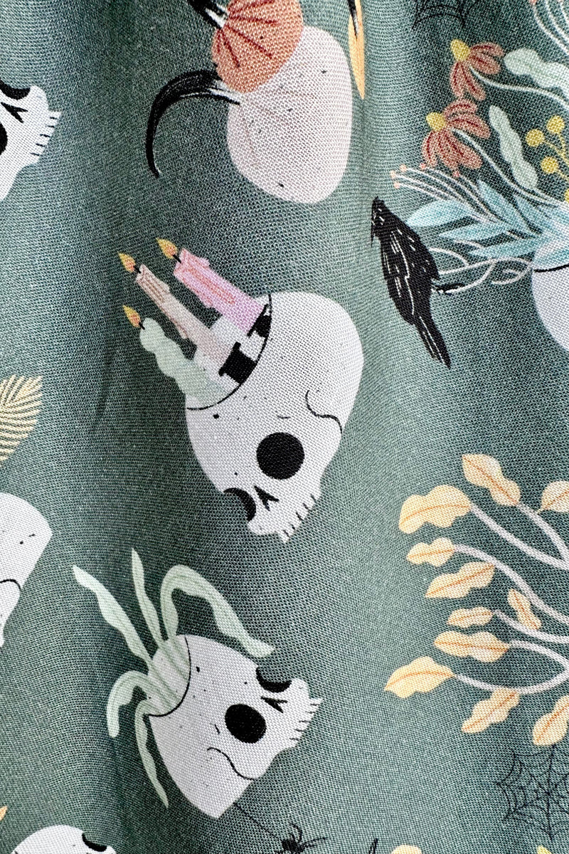 Skulls and Candles Doris Skirt in Green by Retrolicious