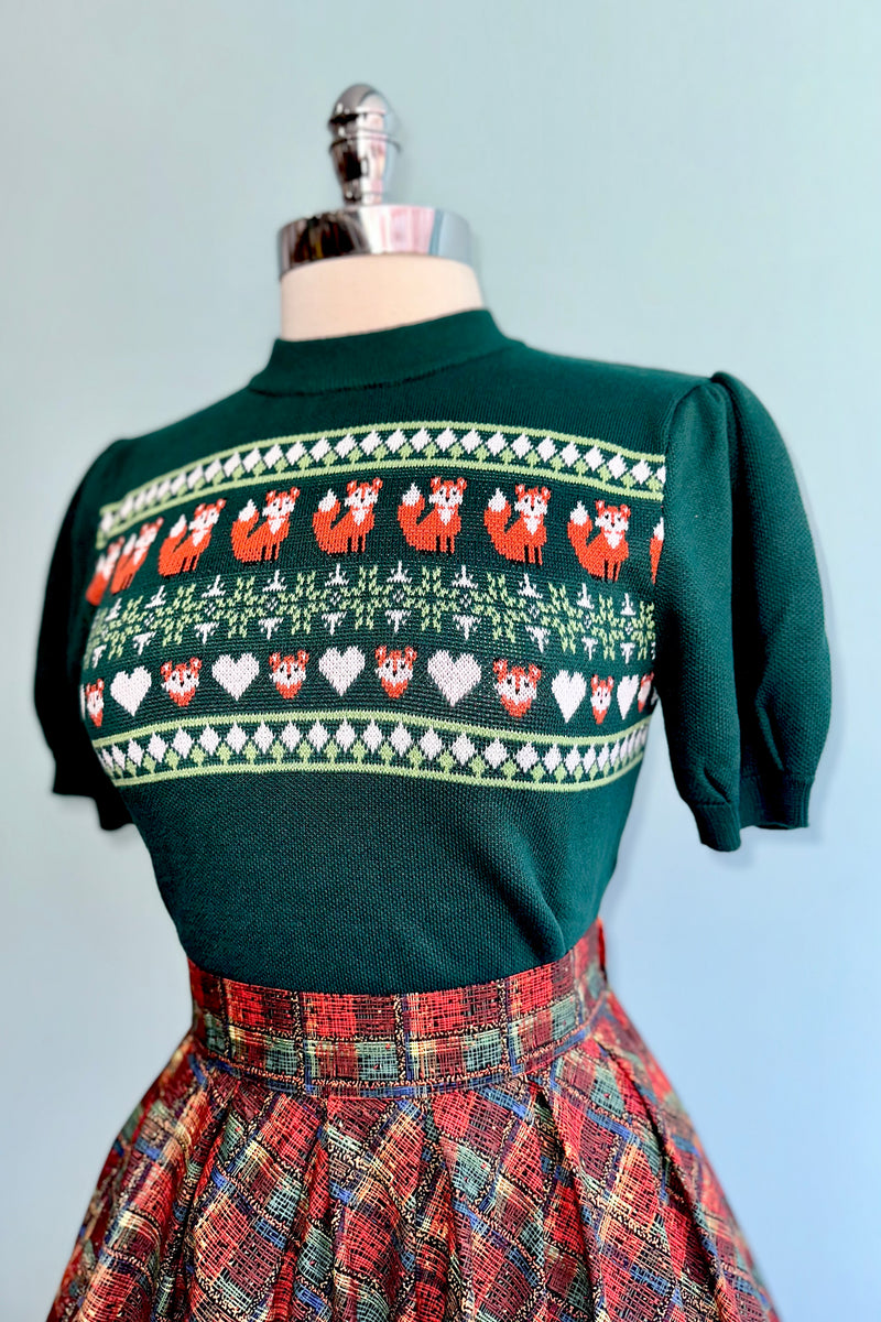 Green Fox Fair Isle Short Sleeve Sweater