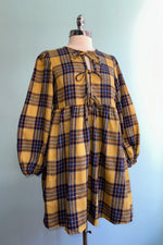 Mustard Plaid Flannel Mini Dress